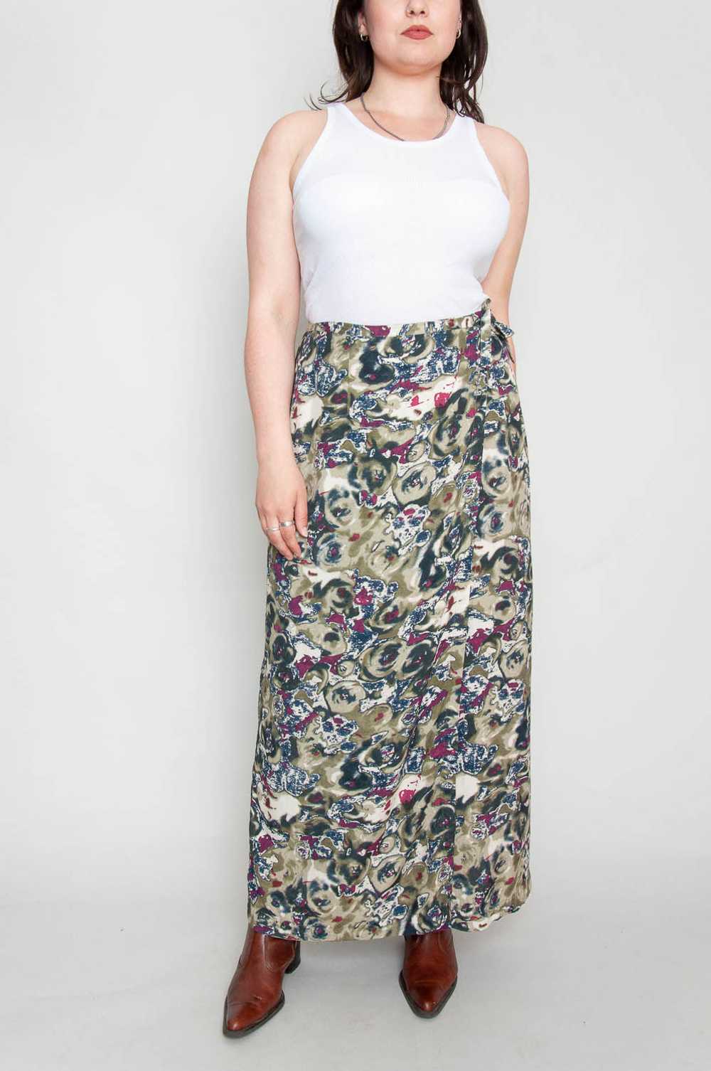 Maxi Wrap Skirt With Pattern Colorful - image 1