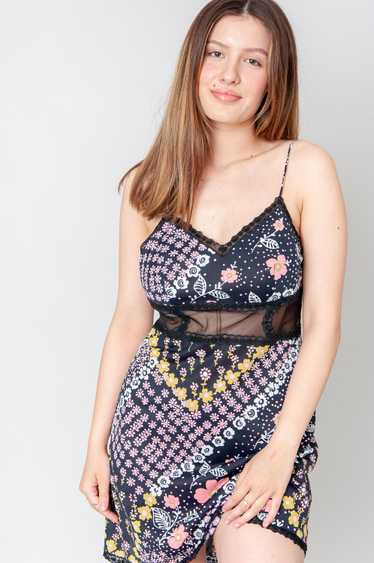 Super Nice Pattern Black Slip Dress With Lace And 