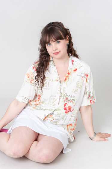 Here We Go Cream White Blouse With Floral Pattern - image 1