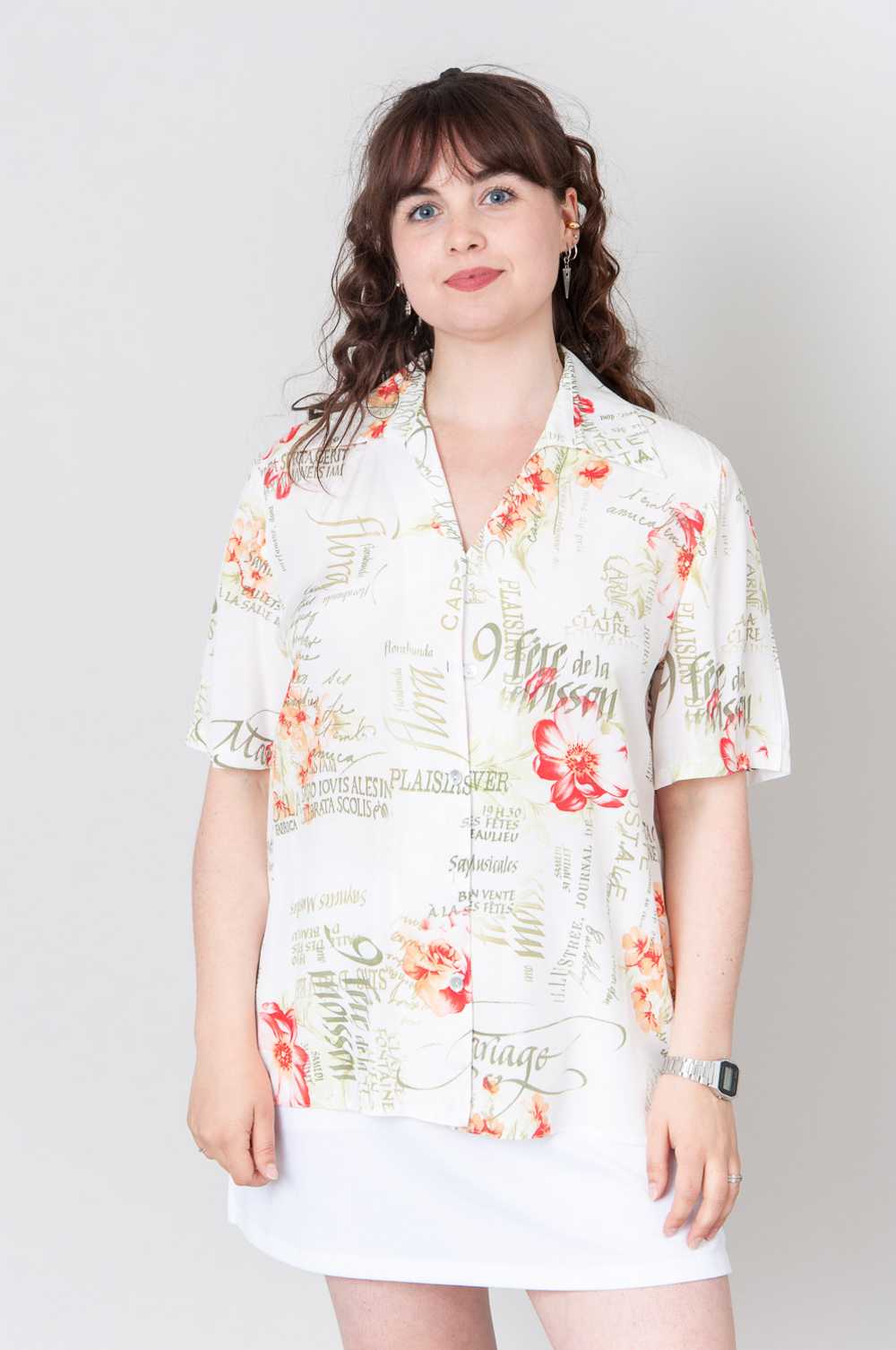 Here We Go Cream White Blouse With Floral Pattern - image 2