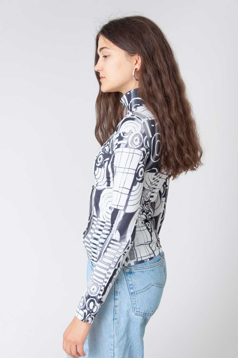 Psychodelic Dream Black and white roll neck top - image 3