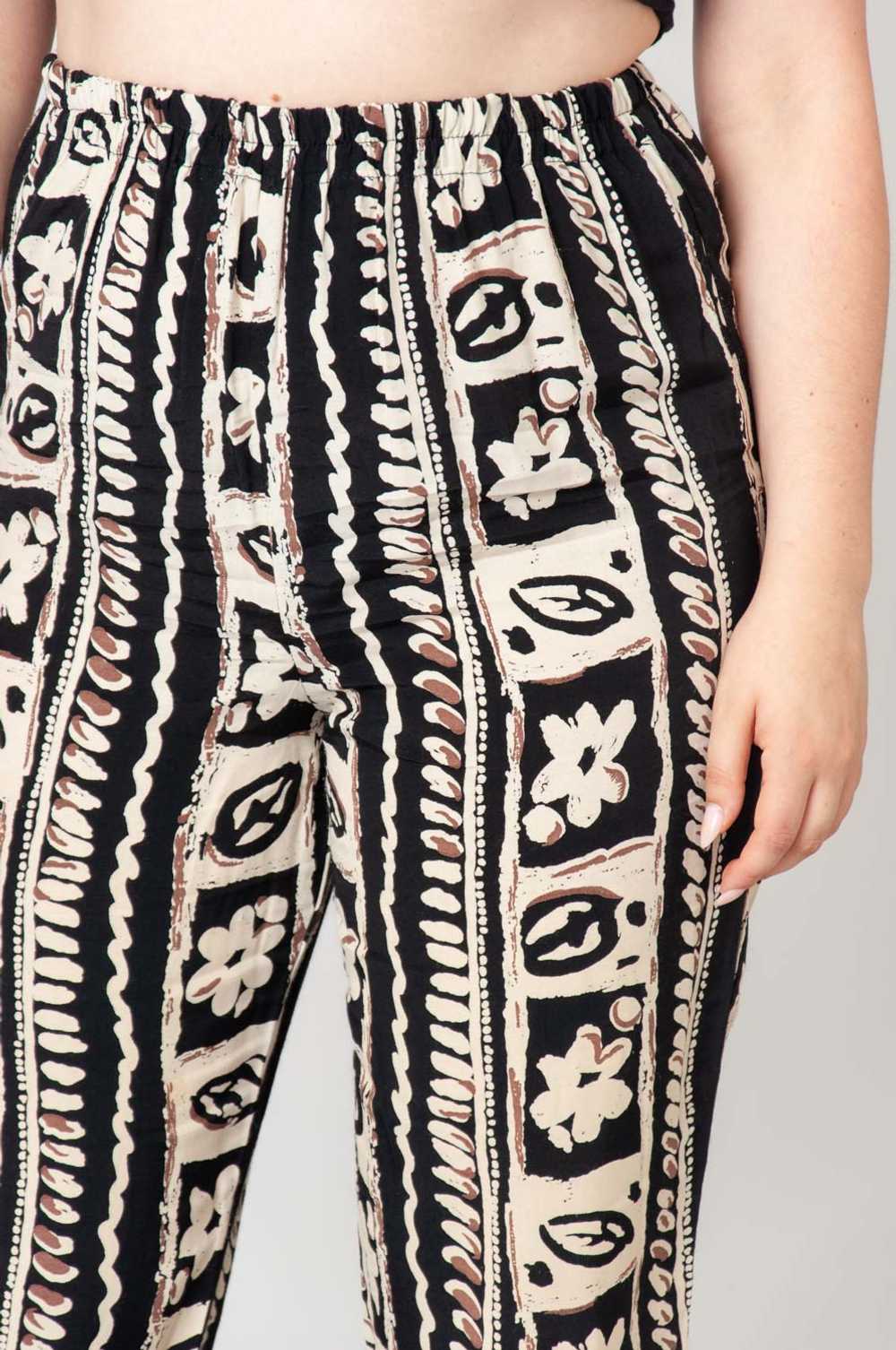 Flowerpot Beige Black Long Pattern Pants - image 3