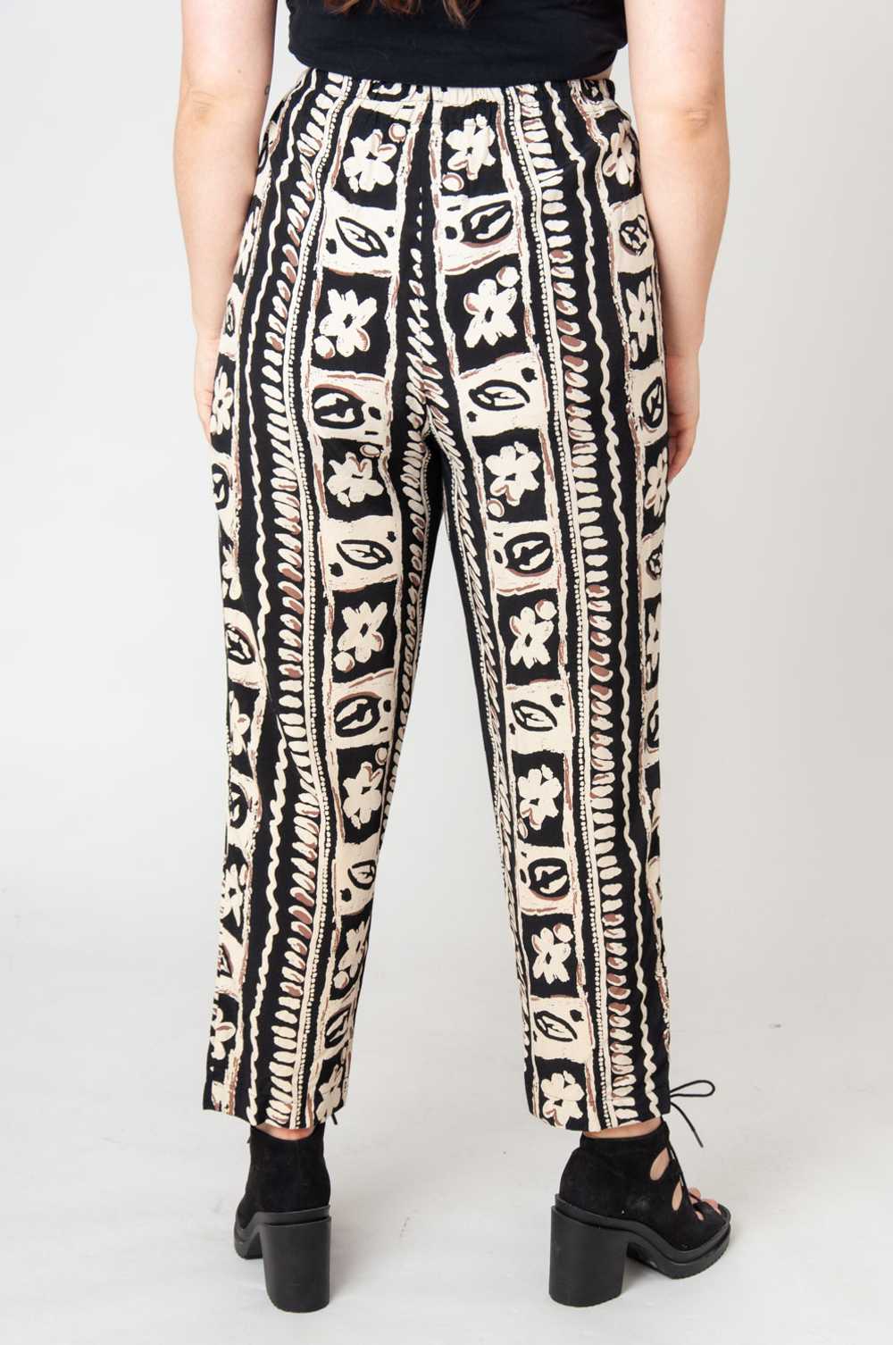 Flowerpot Beige Black Long Pattern Pants - image 4