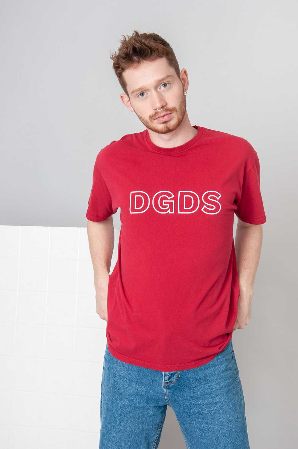 DGDS Lines Wine Red T-shirt With Print - image 1