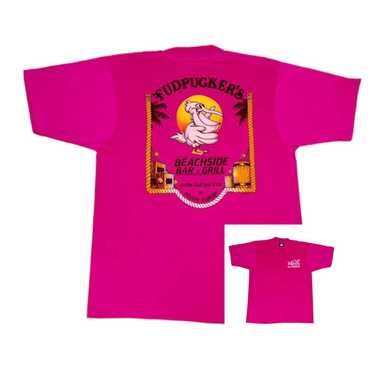 Vintage Vintage Fudpuckers T-Shirt Large Pink Bar… - image 1