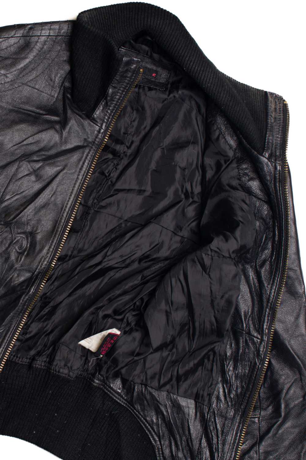 Black Leather Motorcycle Jacket 374 - image 3