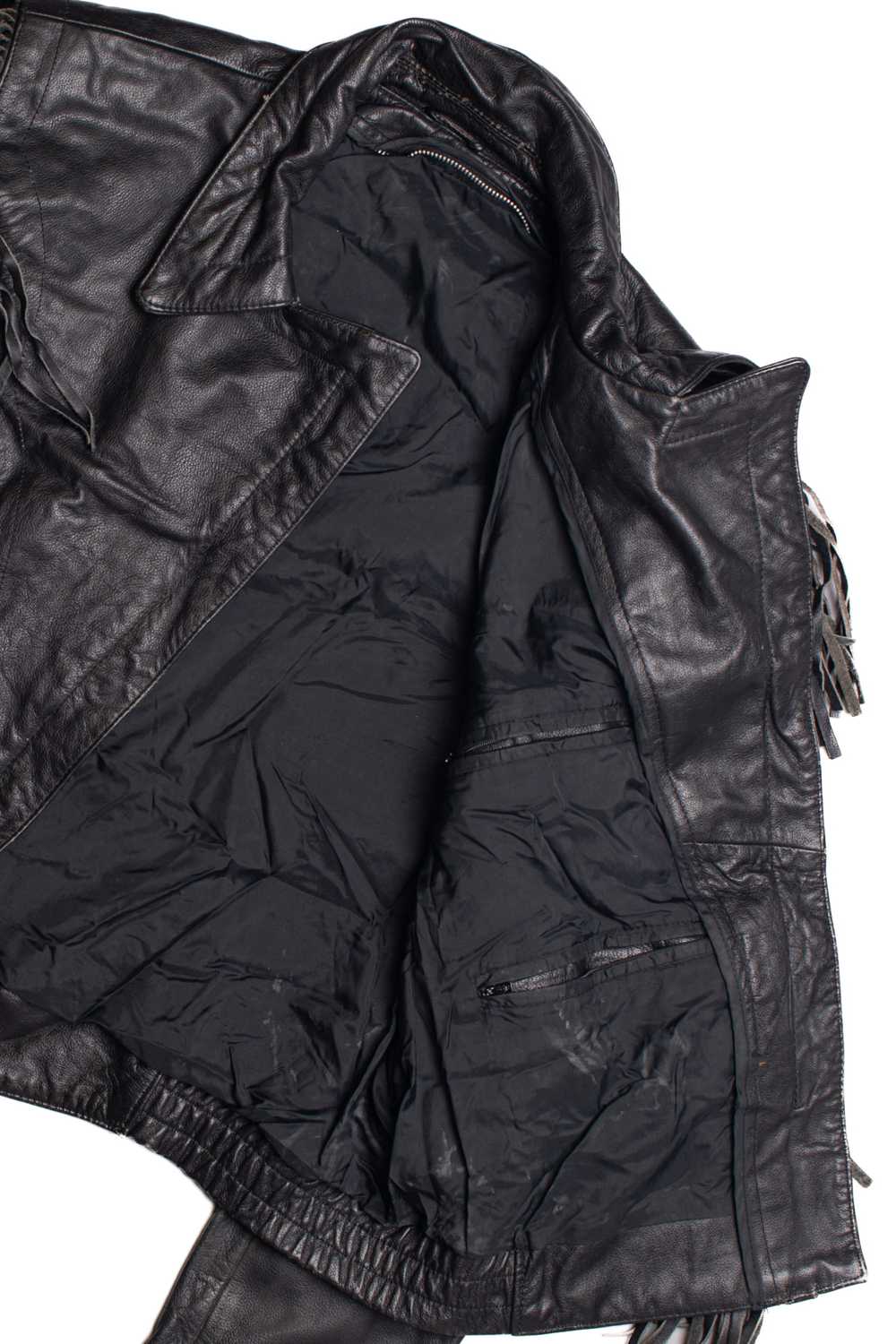 Black Leather Motorcycle Jacket 370 - image 3