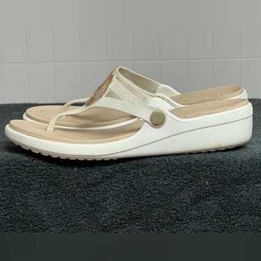 Crocs Crocs Sandals 10 Sanrah Cream Gold Medallio… - image 1