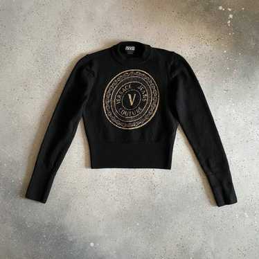 Versace V 1969 Italia Men's Large Black Short Sleeve Cotton V-Neck  T-Shirt Tee
