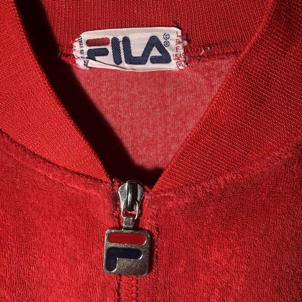 Fila × Vintage FILA 80s RED VELVET TRACK JACKET - image 3