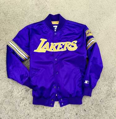 Los Angeles Lakers Starter NBA 75th Anniversary Full-Snap Varsity Hoodie  Jacket - Black/Purple