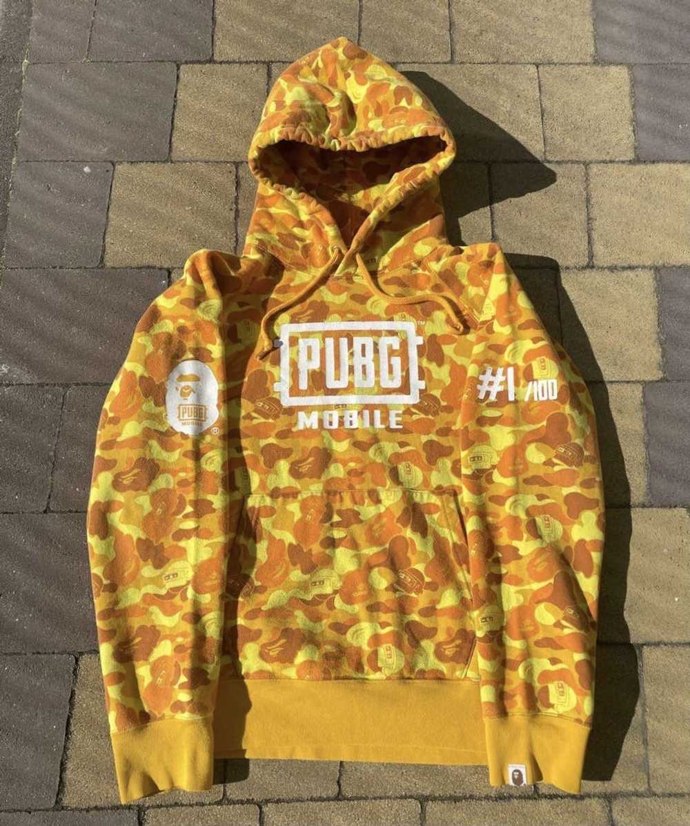 Bape Bape x PUBG Yellow Orange Camo Hoodie - image 1