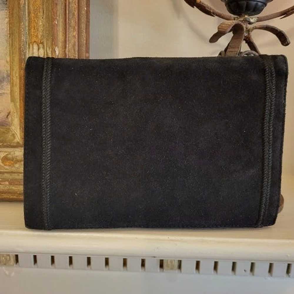 Other 1950s Lord And Taylor black suede clutch bag - image 3