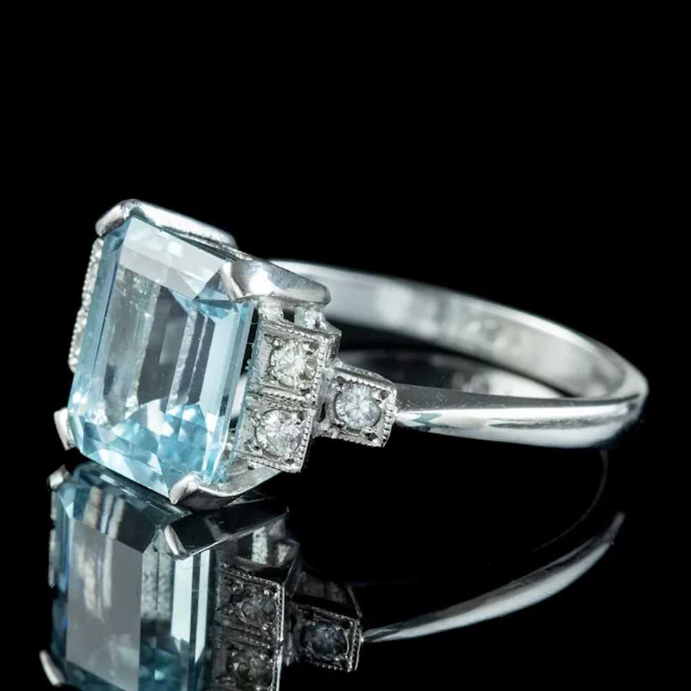 Art Deco Style Aquamarine Diamond Ring 3.5ct Aqua - image 4