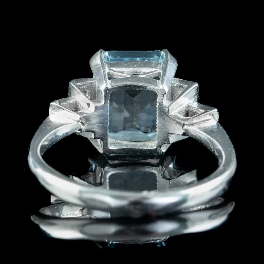 Art Deco Style Aquamarine Diamond Ring 3.5ct Aqua - image 5