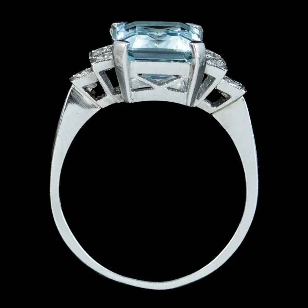 Art Deco Style Aquamarine Diamond Ring 3.5ct Aqua - image 6