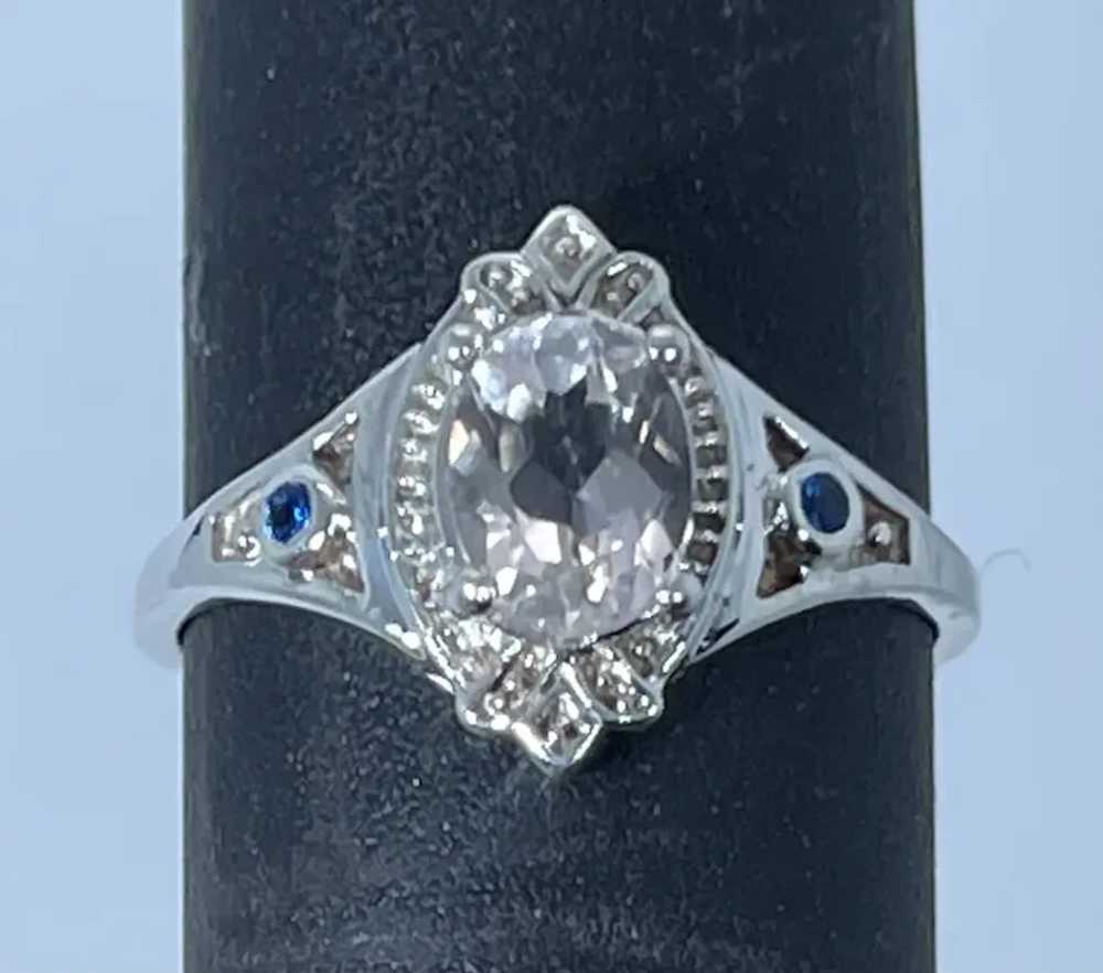 14k Morganite & Sapphire Ring, free resize. - image 7