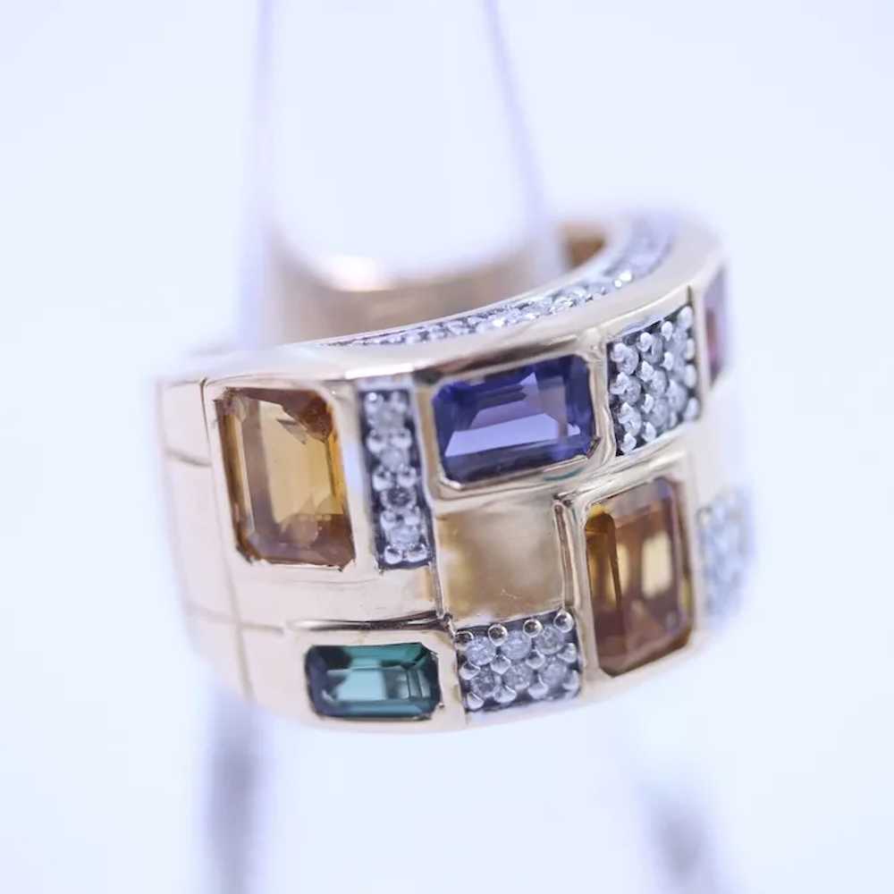 14k Yellow Gold Multi Gemstone & Diamond Ring Siz… - image 5