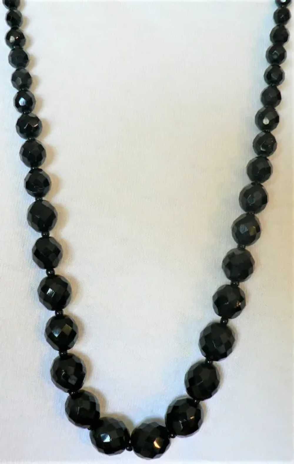French Jet Opera Length Faceted Graduating Bead N… - image 7