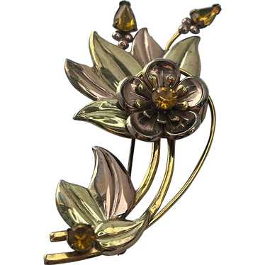 Vintage Raleigh Sterling Gold Filled Floral Pin A… - image 1