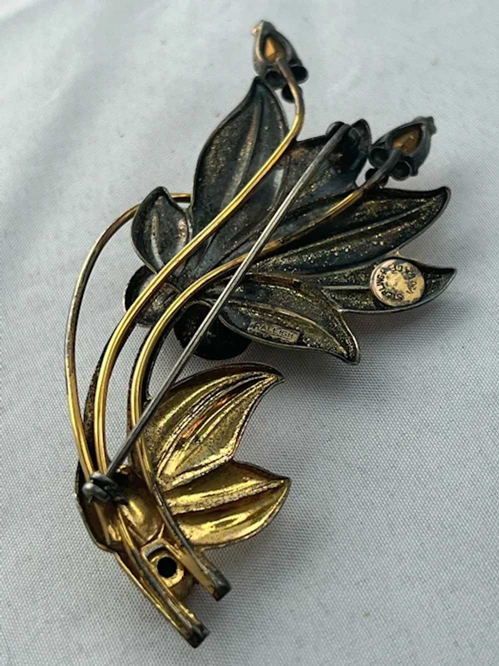 Vintage Raleigh Sterling Gold Filled Floral Pin A… - image 2