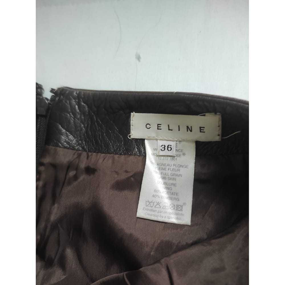 Celine Leather mid-length skirt - image 3