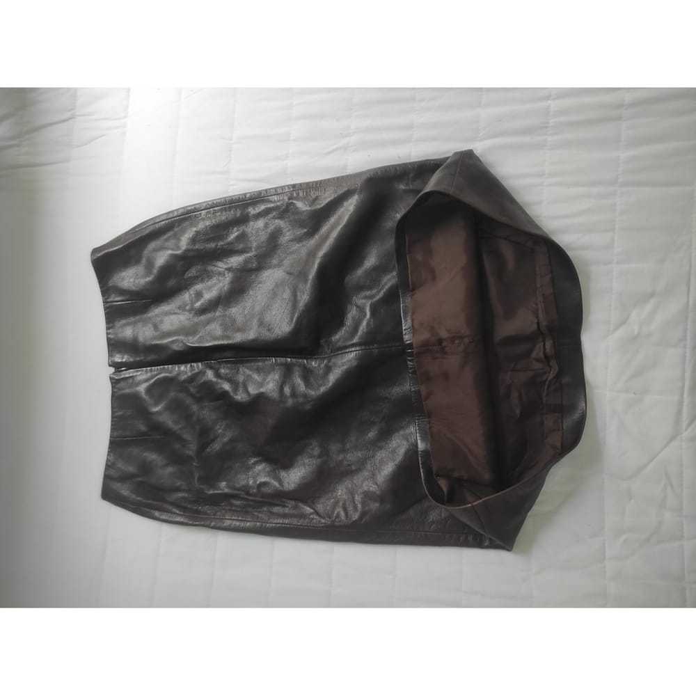 Celine Leather mid-length skirt - image 5