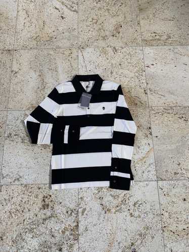 Alexander McQueen Stripe Black & Off-White Polo, L