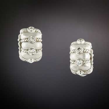 Contemporary Diamond Huggie Earrings - image 1