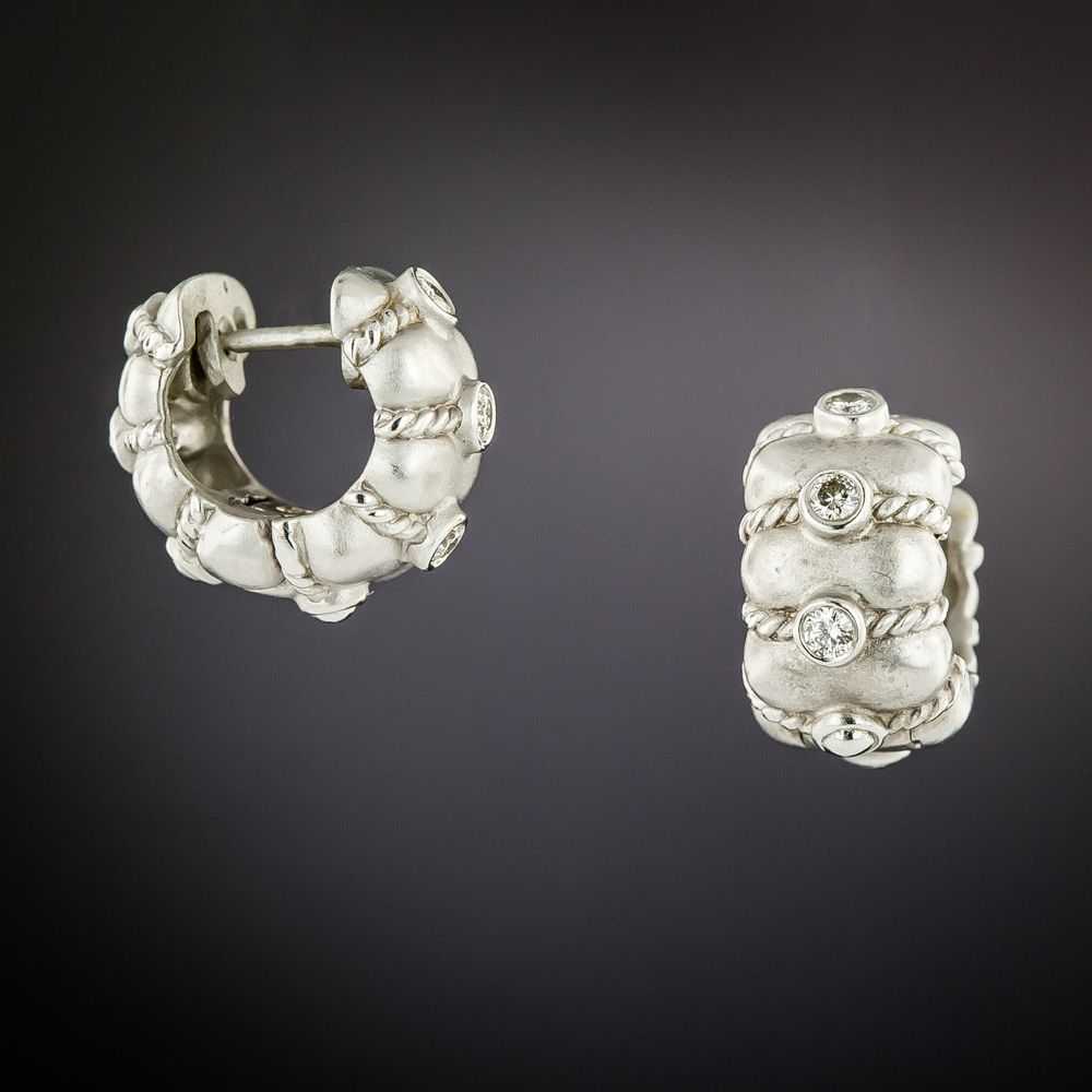 Contemporary Diamond Huggie Earrings - image 2