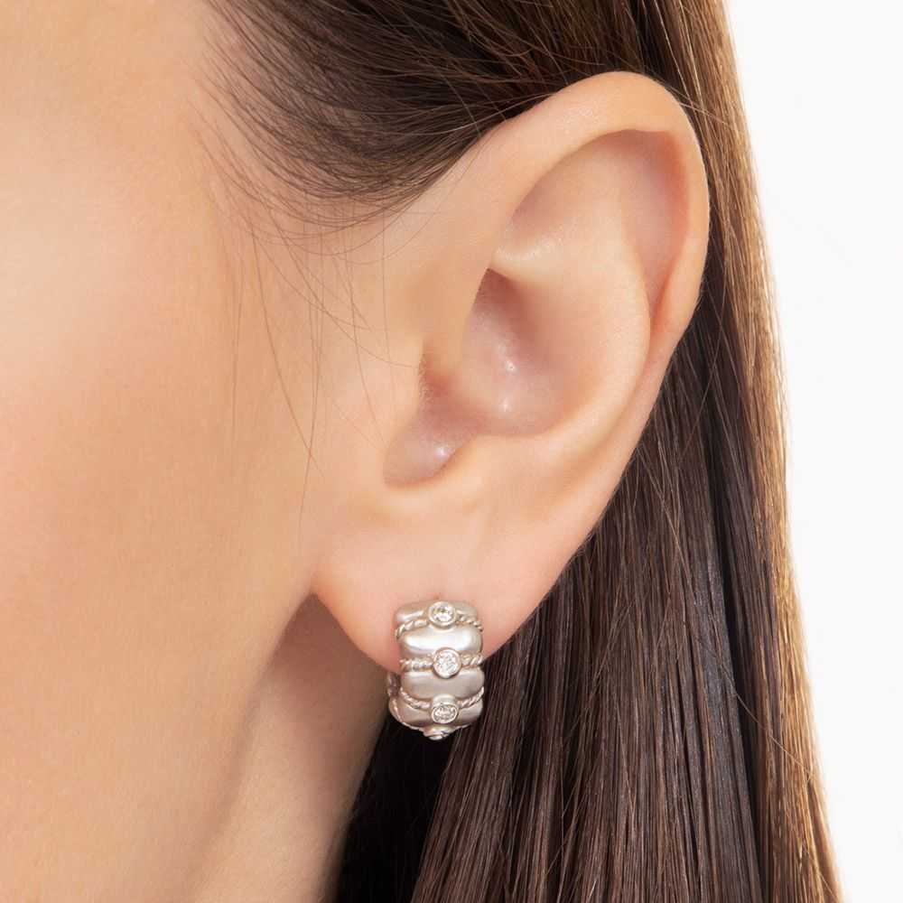 Contemporary Diamond Huggie Earrings - image 3