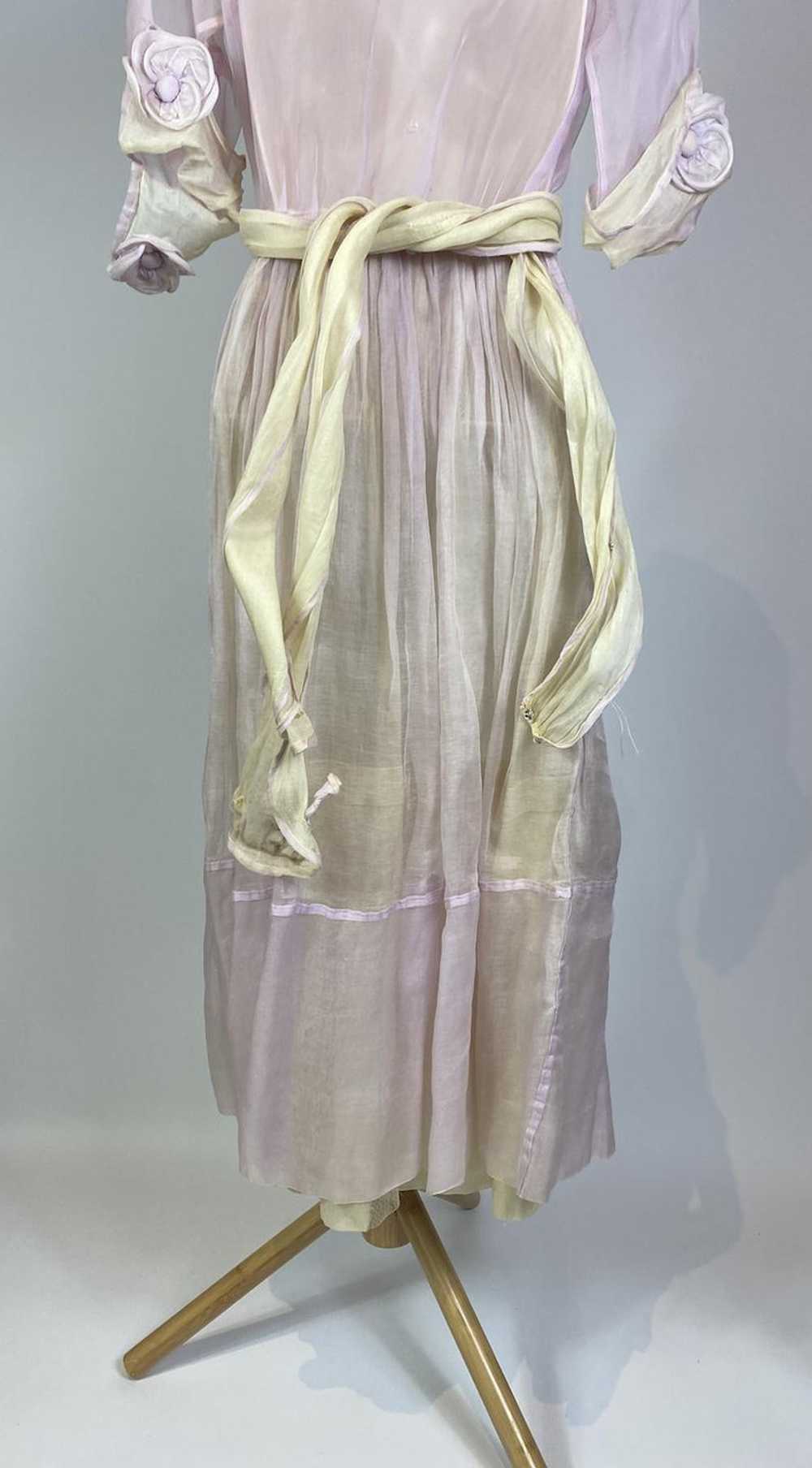 1920s Pastel Silk Chiffon Rosette Embellished Dre… - image 10