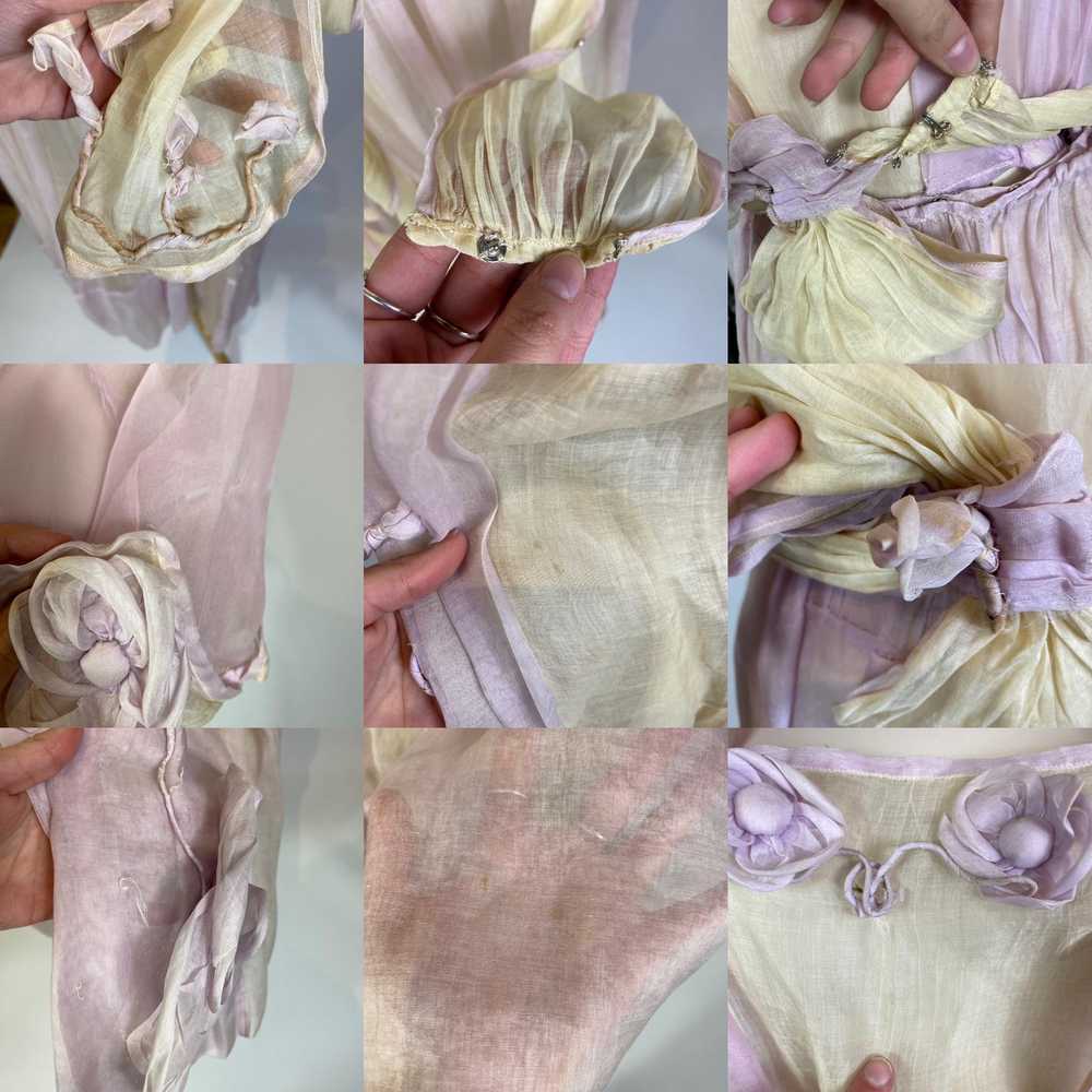 1920s Pastel Silk Chiffon Rosette Embellished Dre… - image 11