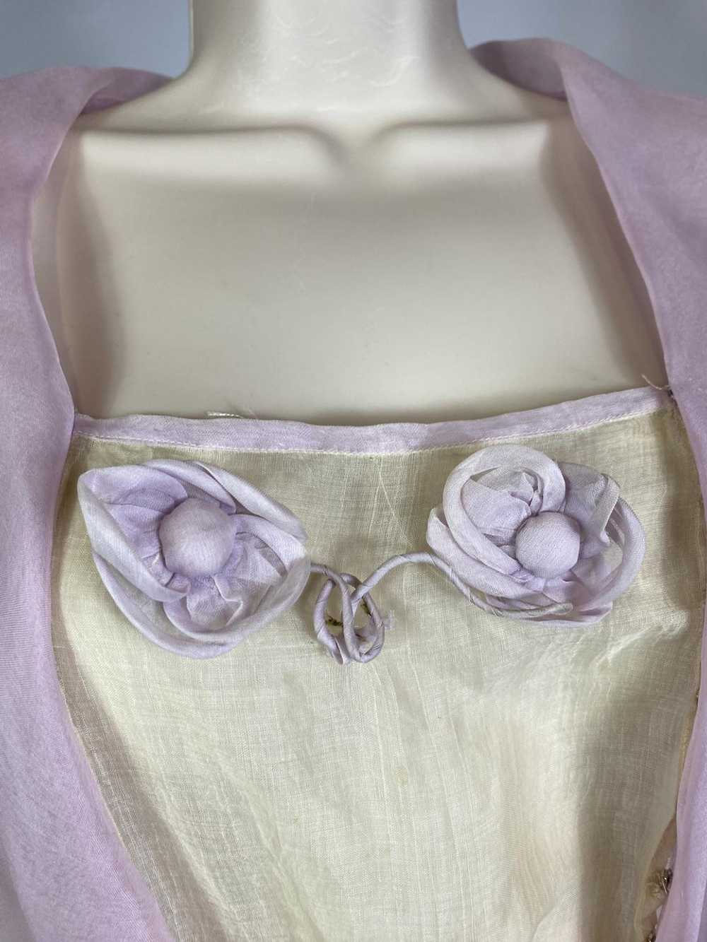 1920s Pastel Silk Chiffon Rosette Embellished Dre… - image 4