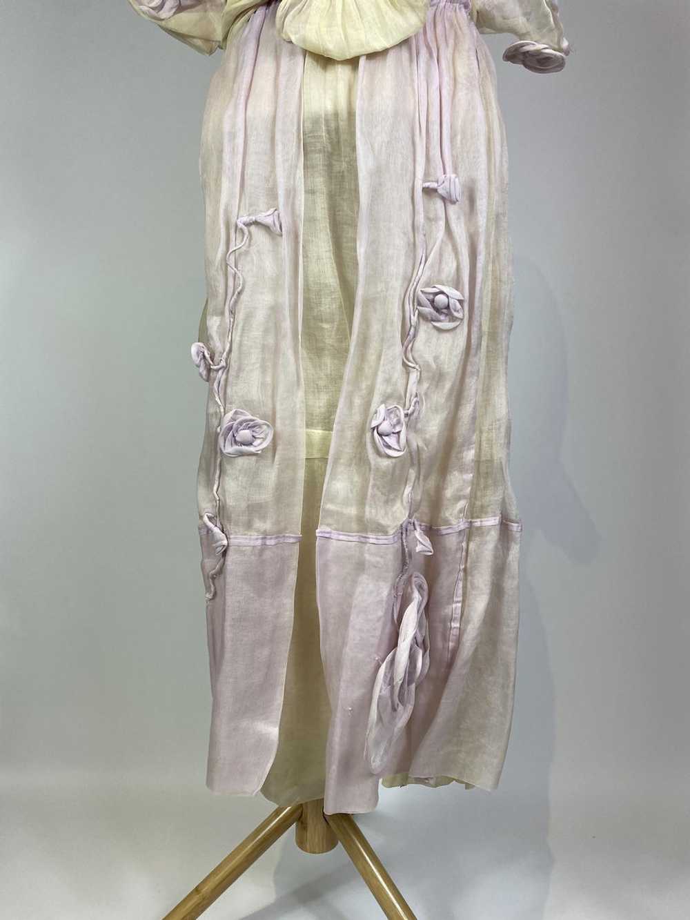 1920s Pastel Silk Chiffon Rosette Embellished Dre… - image 6