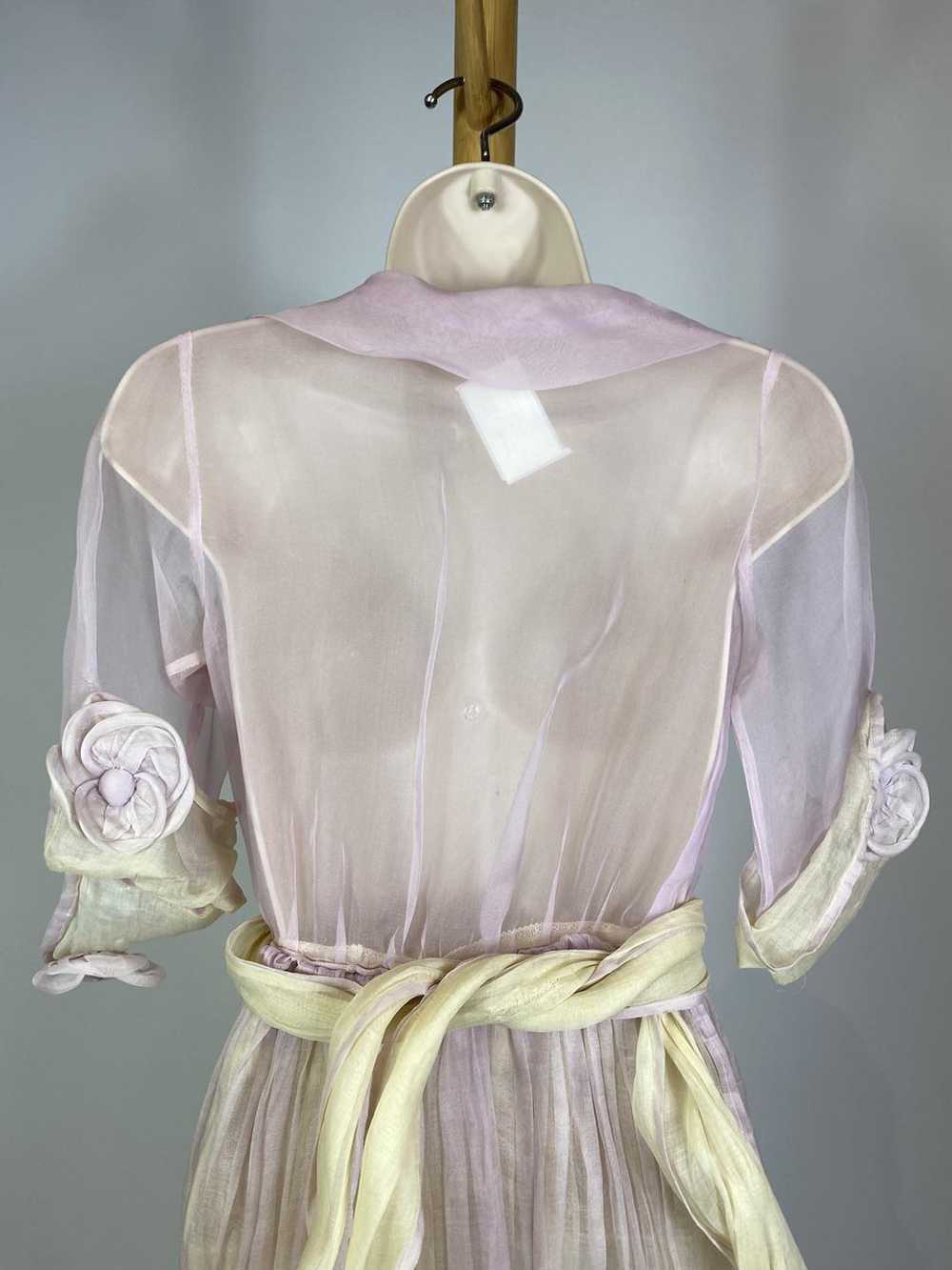 1920s Pastel Silk Chiffon Rosette Embellished Dre… - image 9