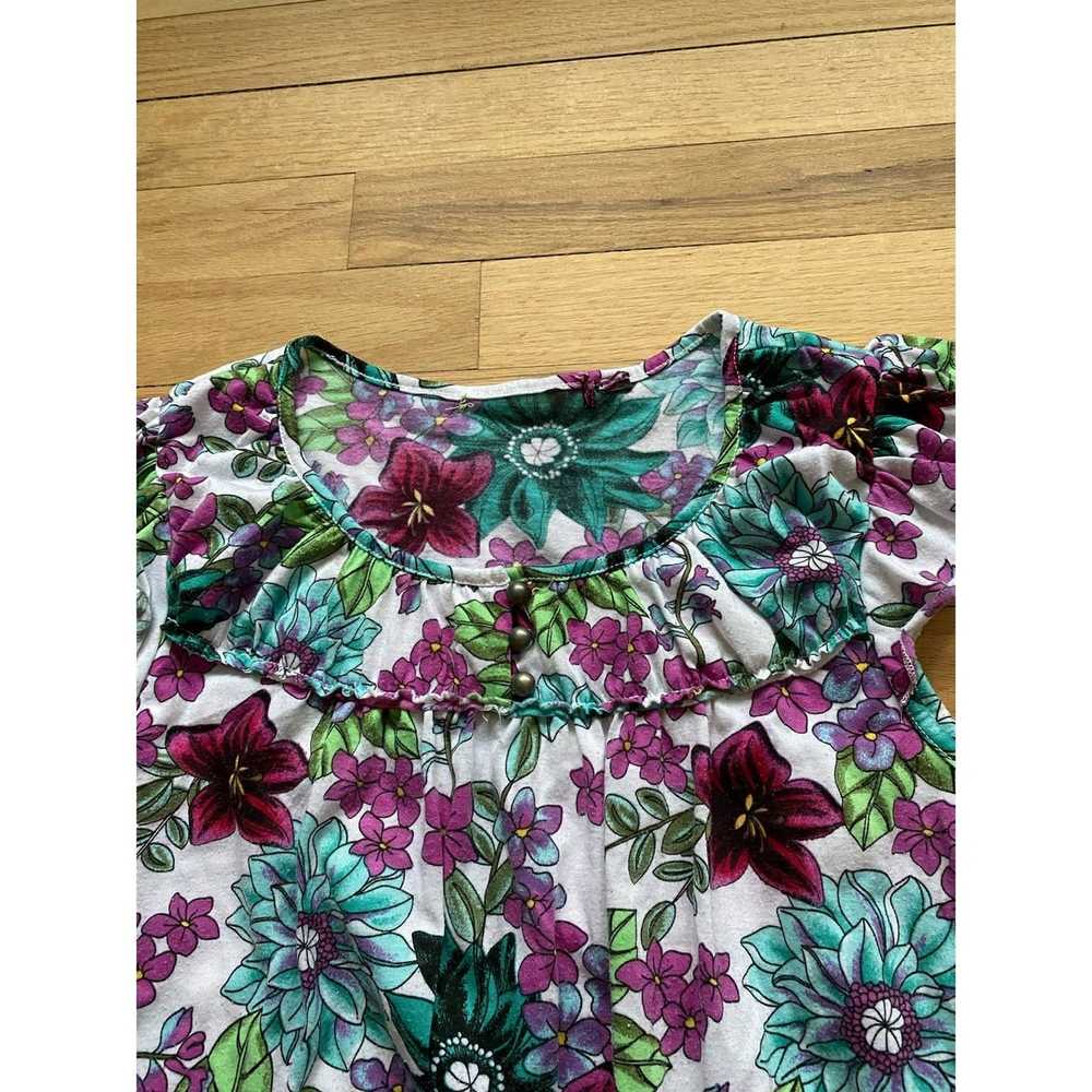 Macys Floral Patterned Green, Blue, and Purple Bl… - image 2