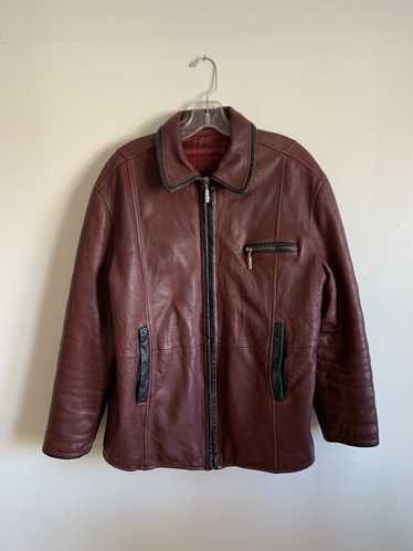 Versus Versace Burgundy Versace Leather Jacket