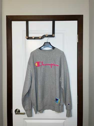 Champion Grey/Pink Champion Reverse Weave Crewneck