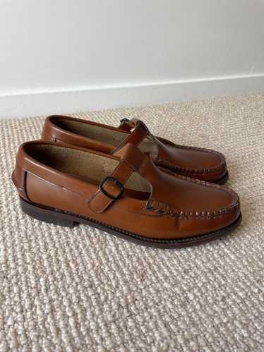 Hereu Hereu Leather T-Bar Buckle Loafers Brown IT4