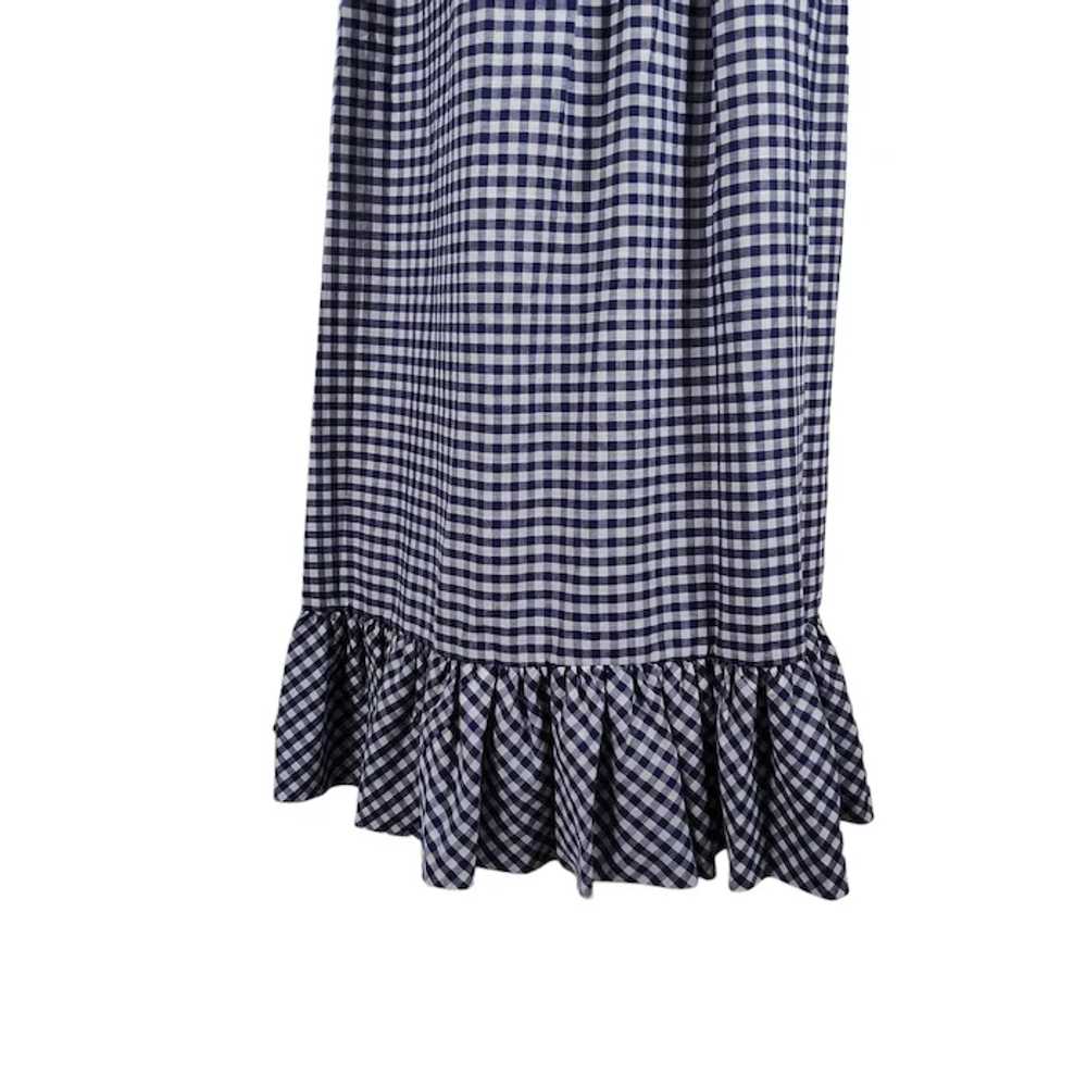 70s Pinafore Maxi Dress Size XS/S Blue Gingham - image 11