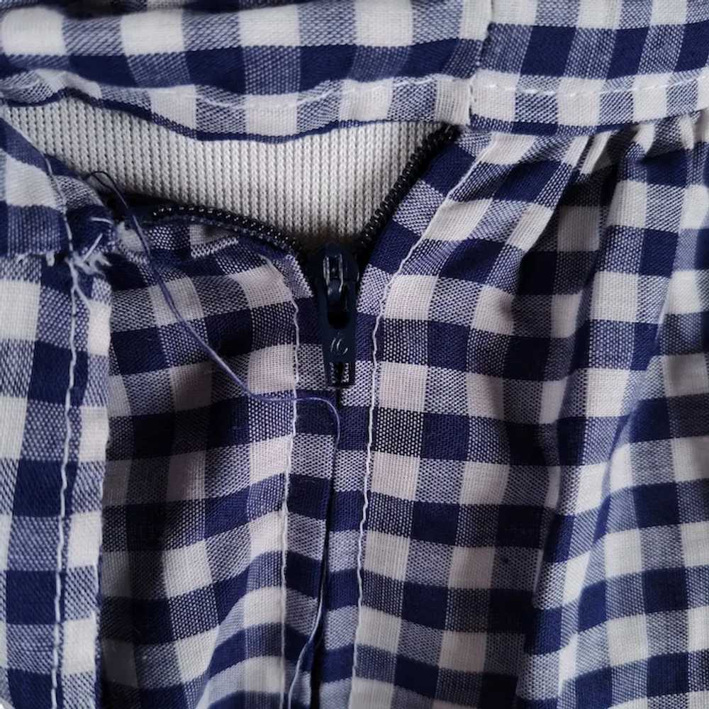 70s Pinafore Maxi Dress Size XS/S Blue Gingham - image 9
