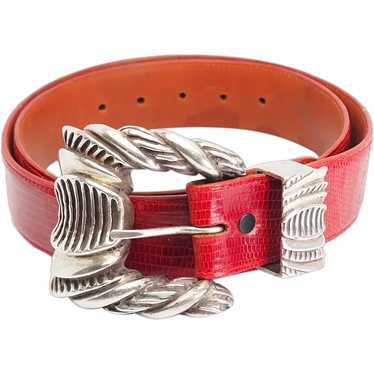 Vintage designer heavy sterling silver belt buckl… - image 1
