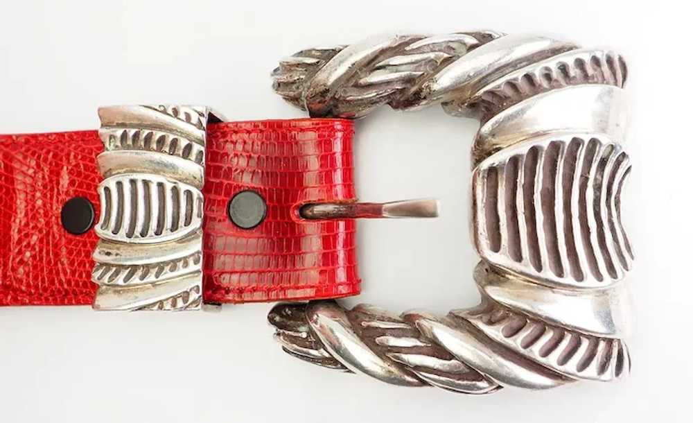 Vintage designer heavy sterling silver belt buckl… - image 2