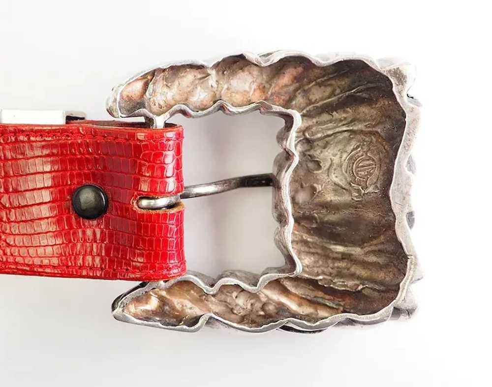 Vintage designer heavy sterling silver belt buckl… - image 4