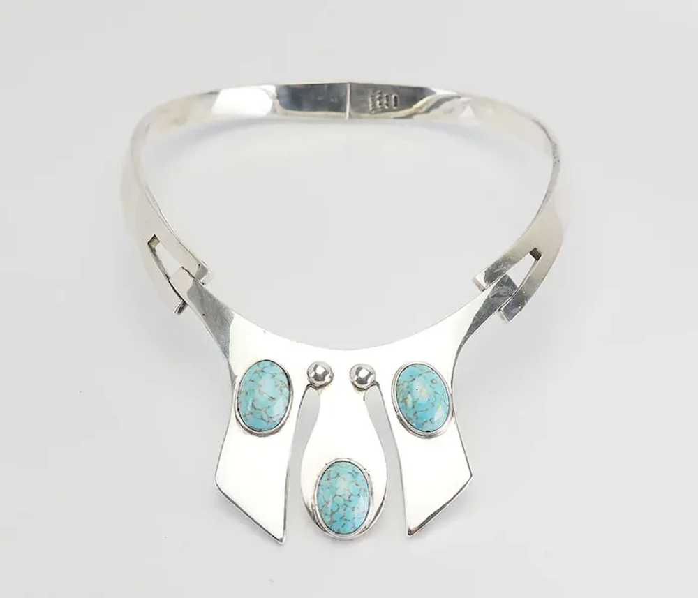 Gorgeous heavy modern sterling silver blue gemsto… - image 3