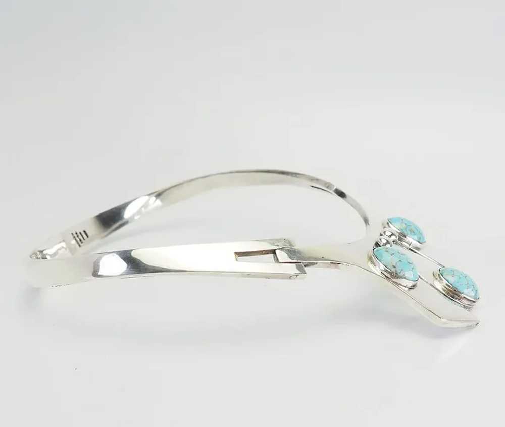 Gorgeous heavy modern sterling silver blue gemsto… - image 4