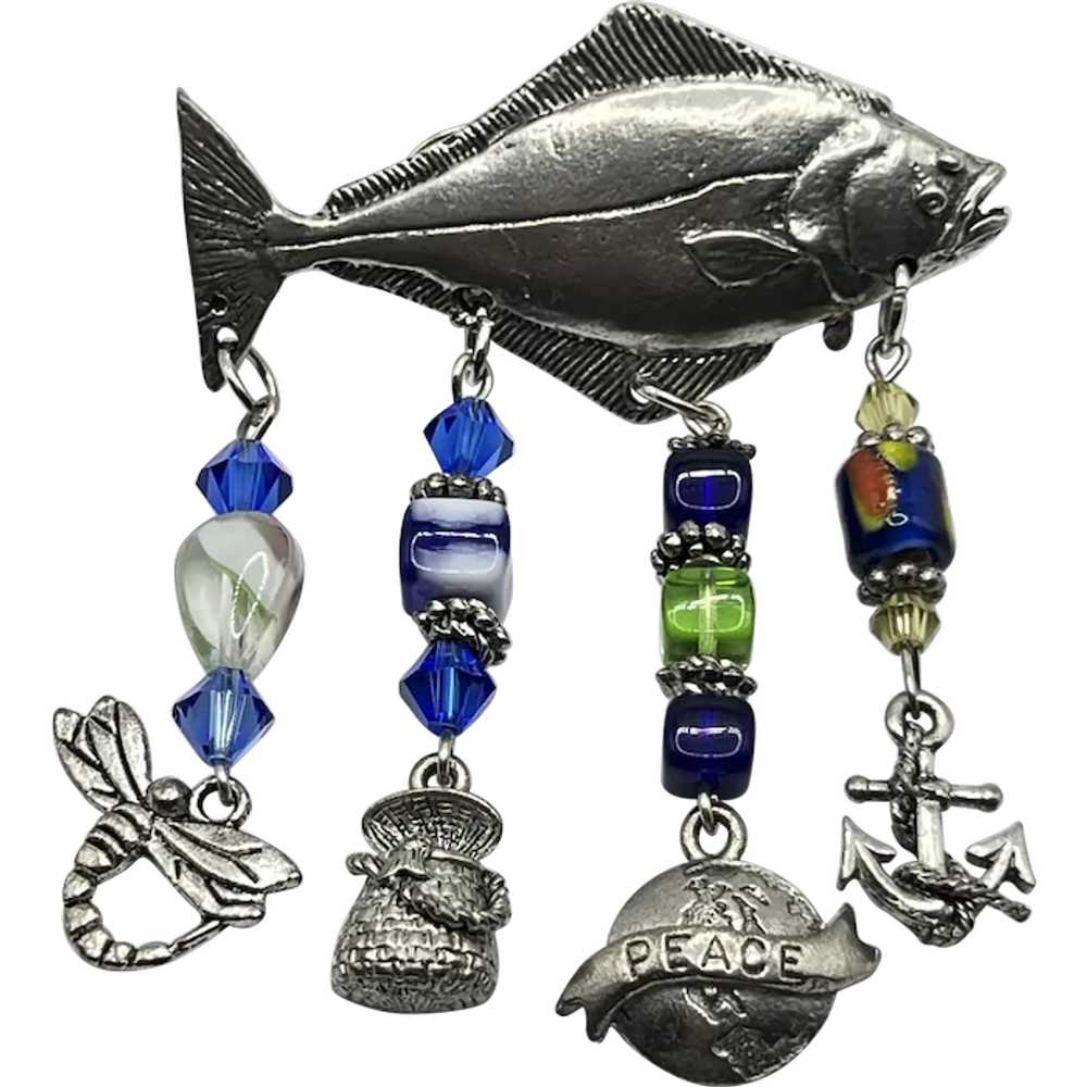 Vintage Creative Castings Pewter Fish With Dangly… - image 1