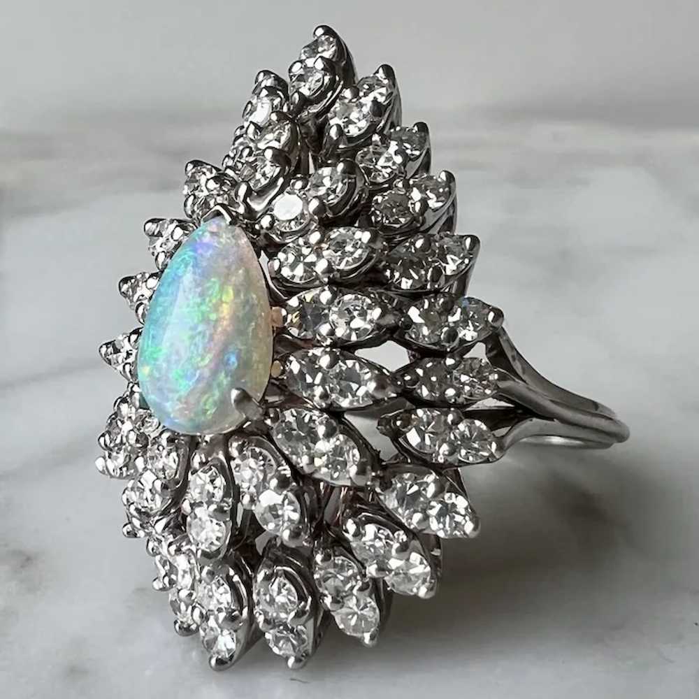 Fabulous 14K White Gold Opal & 1.0Ctw. Diamond Ha… - image 2