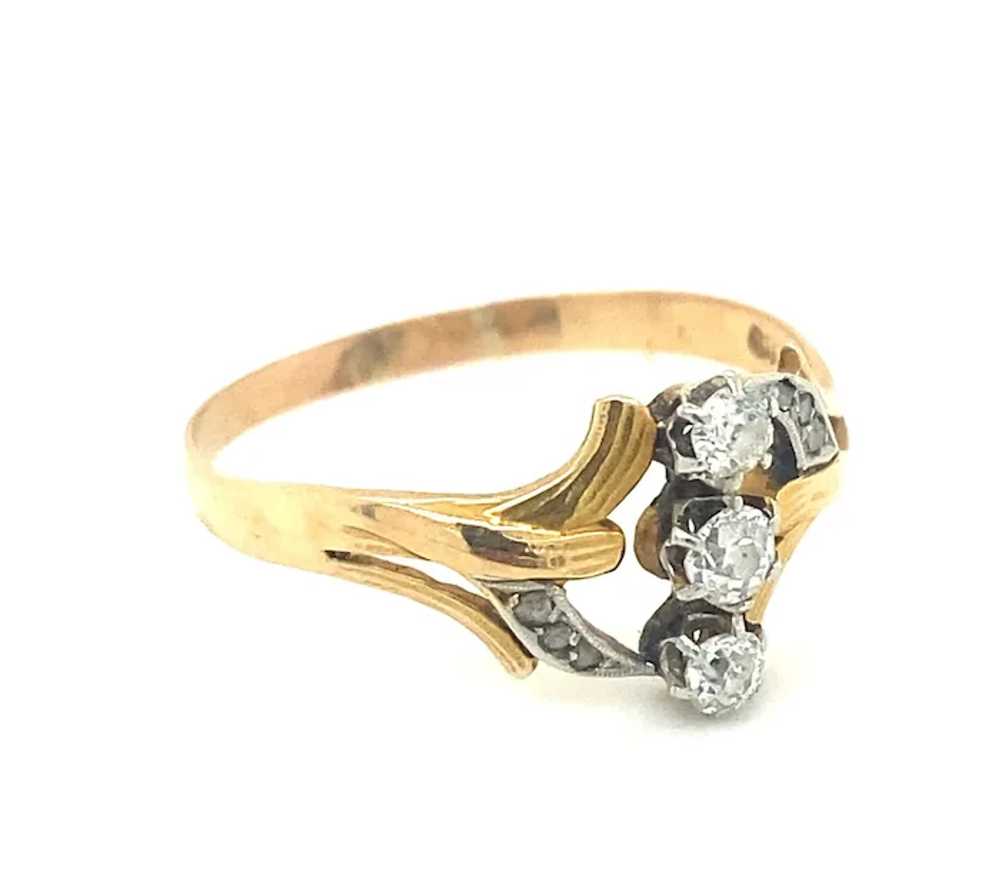 Art Nouveau Old Mine Cut Diamond 18K Gold Ring - image 5